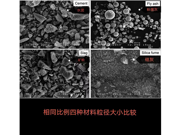 四種材料粒度大小對比